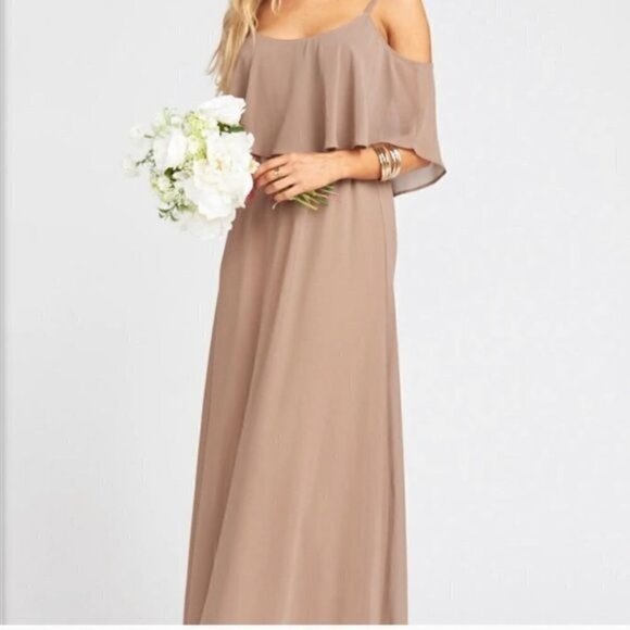 SMYM Caitlin Ruffle Maxi Dress in Dune Chiffon - Picture 1 of 8